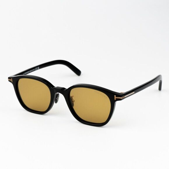 NEW Tom Ford FT0978-D/S Eco 01E Shiny Black Light Brown Square Unisex Sunglasses - Picture 5 of 12